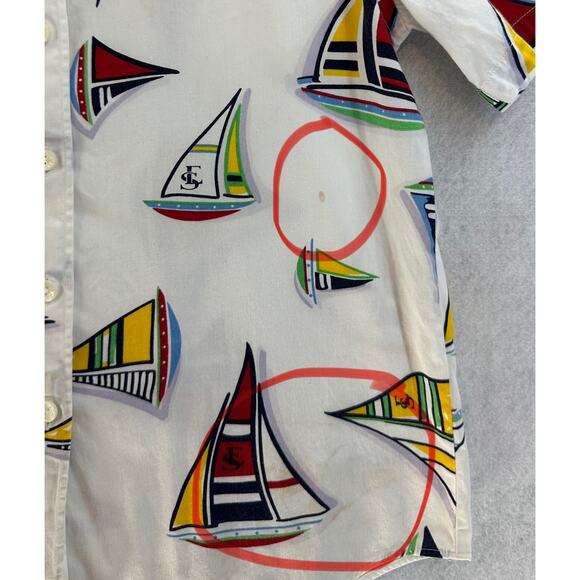 Escada Sport Size Small Top Button Down Sail Boat Short Sleeve Collar Nautical - Picture 5 of 9